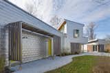 The home's signature shiny exterior is composed of energy-efficient insulating concrete forms. 